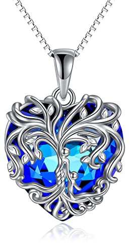 YAFEINI Kristall Baum des Lebens Mutter Kind Halskette 925 Sterling Silber Mutter Kette Lebensbaum Anhänger Halskette Muttertag Schmuck Geschenke für Damen Mutter Geburtstag