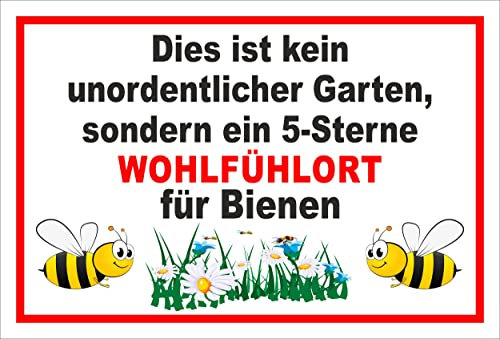 Melis-Folienwerkstatt Schild Bienen-Wiese Bienen-weide Wohlfühl-Ort 30x20cm - Bohrlöcher - 3mm Hartschaum – 20 VAR S00359-237-B