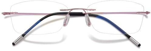 VEVESMUNDO Randlos Titan Lesebrille Anti Blaulicht Ultraleicht Metall Blaulichtfilter Sehhilfe Lesehilfe Brillen Ohne Rahmen für Herren Damen (1 Stück Roségold, 2.5)