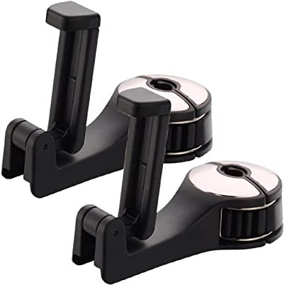 2-Pack Car Back Seat Hook with Phone Holder | 2 in 1 Car Headrest Hidden Hook | Headrest Bracket Purse Holder for Car | Universal Vehicle Car Seat Hooks Organizer for Bag,Toys,Clothes,Grocery (Silver)