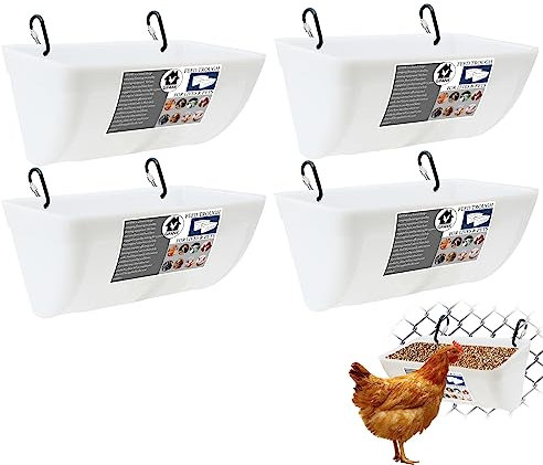 GIFANK Futtertrog für Hühner, mit Clips, zum Aufhängen, für Ziege, Ente, Schaf, Ferkel, Pferd, Huhn, Hirsch, Gans, Schwein, Geflügel, Futterbehälter für Vieh, 4 Stück