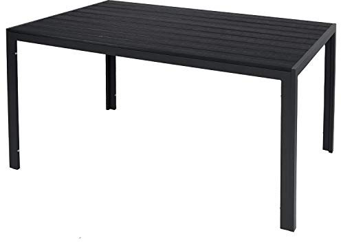 Mojawo Wetterfester Aluminium Gartentisch anthrazit/schwarz Esstisch Gartenmöbel Tischplatte WPC Holzimitat witterungsbeständig, Maße Tische:125cm x 70cm