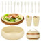 Yitriden Ensemble de vaisselle de camping 21 pièces, en plastique, pour 4 personnes, pique-nique en plein air, accessoires de camping avec assiette, bol, gobelet, couverts