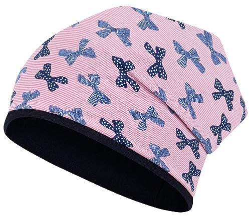 Smarilla Kinder Beanie Mütze aus Baumwolle | Doppellagige Übergangsmütze für Mädchen – Weiche Kindermütze mit niedlichen Motiven für Frühling, Herbst & Winter