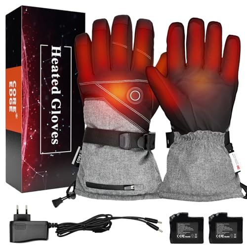 COREEDGE Beheizbare Handschuhe,Beheizte Handschuhe Damen Herren,Heizhandschuhe Ski 3 Heiztemp,Elektrische Skihandschuhe mit 7.4V 3000mAh Akku,Handschuhe für Motorrad Snowboard Radfahren Angeln L