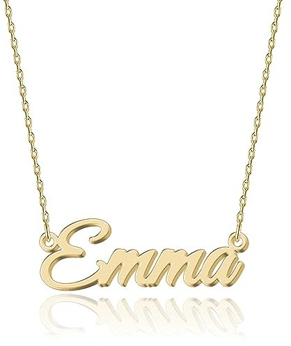 UMAGICBOX Personalisierte 18K Gold Namenskette Emma - Damen Halskette mit Gravur aus Edelstahl - Geschenk für Geburtstag, Jahrestag, Abschluss und Valentinstag - Individualisierbar und Handgefertigt