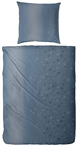 MB Warenhandel24 Bettwäsche Winter Biber 100% Baumwolle Feinbiber 135x200 + 80x80 cm 2-4 TLG teilig mit Reißverschluss (Sterne Blau, 2X ca. 135x200 cm 2X ca. 80x80 cm)