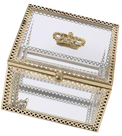 LIFKOME Glas Schmuckkästchen Mit Goldrand Elegante Aufbewahrungsbox Für Ringe Ohrringe Kleine Schmuckstücke Dekorative Box Für Hochzeiten Geburtstagsfeiern