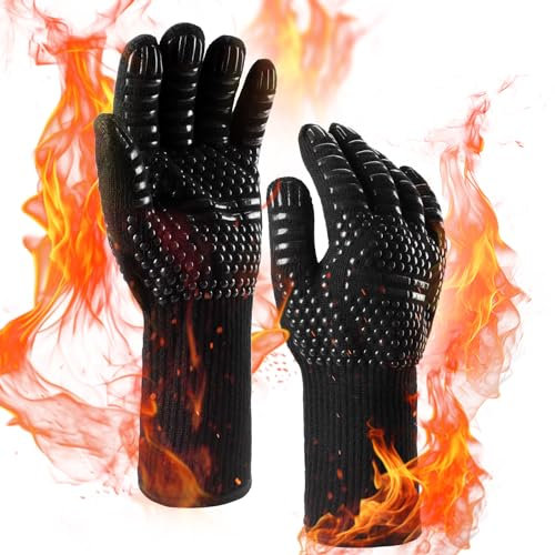 Ankway Gants de Barbecue résistants à la Chaleur à 800 °C - Gants ignifuges - Gants de Four - Gants de Cuisson pour Cuisine et Barbecue