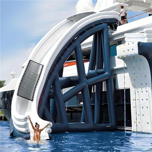 Gueploer Summer Sea Yacht Slide with Special Angle And Protective Net, with PVC Inflatable Pillars Suitable for Commercial Customization,10Ft/3M