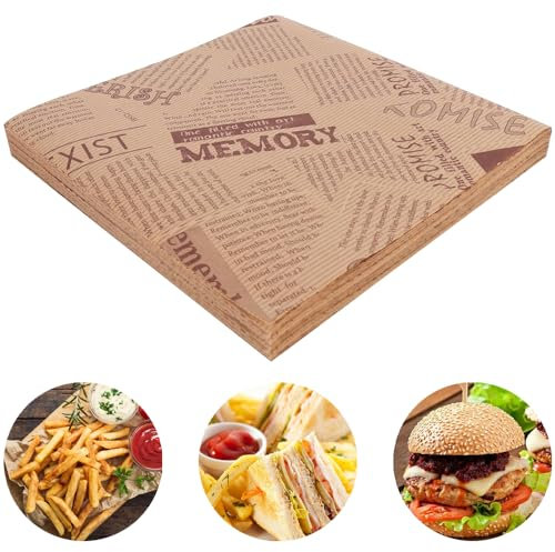 Snacktaschen, Lebensmitteltüten, 100 Stück Partytüten aus Papier Hamburgertasche Sandwich-Tüten Dönertaschen für Burger und Pommes(15 x15cm)
