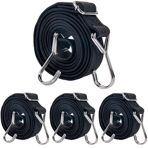 Spanngummi Mit Haken, 4er-Set Expander Mit Haken 200cm, Spanngurte Mit Haken, Gummispanner Mit Haken, Gummiband Mit Haken, Gummibänder Mit Haken, Spanngurt Mit Haken, Fahrrad Gummispanner(Schwarz)