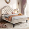 Polsterbett 90X200 Mit Lattenrost Und Kopfteil, Polsterbett Mit Höhenverstellbares Kopfteil, Beige Jugendbett, Einzelbett Samt