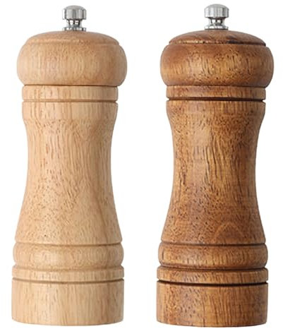ROMOLY Ensemble De Moulins à Sel Et à Poivre en Bois avec 2 Salières Et Poivrières Manuelles, Rechargeable avec Broyeur en Céramique Abs, Manuel, pour Poivre, Sel Et Piment