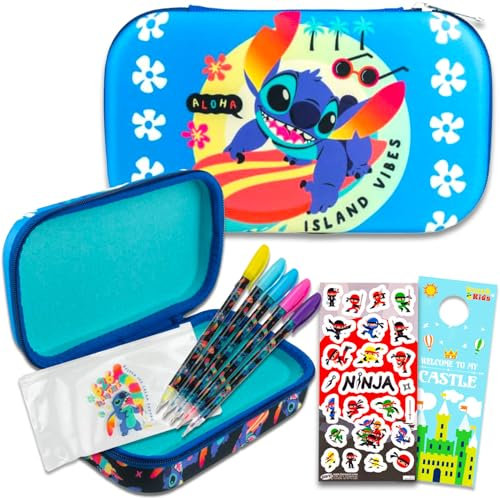 Disney Lilo & Stitch Ensemble de porte-crayons avec trousse de voyage Stitch et stylos gel, autocollants et crochet de porte | Accessoires scolaires, Trousse de toilette Stitch, Sonic The Hedgehog