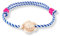 happymaker - Boho Armband Frauen, Segeltauarmband weiss blau gestreif mit Schildkröte, Schiebeknoten in pink neon, größenverstellbar, wasserfest und handmade