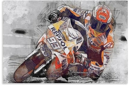 TNERPAR Marc Marquez Poster Peinture décorative sur toile Art mural pour salon, chambre à coucher, art mural, impression d'image moderne, décoration de salle familiale, 20 x 30 cm