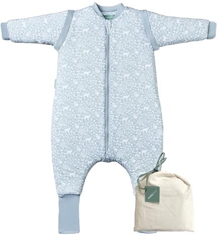 molis&co. Baby-Schlafsack mit Füßen, abnehmbare Ärmel und Socken. 2.5 TOG. Ideal für die Übergangszeit und den Winter. 100% Baumwolle (Oeko-TEX 100). (Woodland, 60 cm (6 Monate))