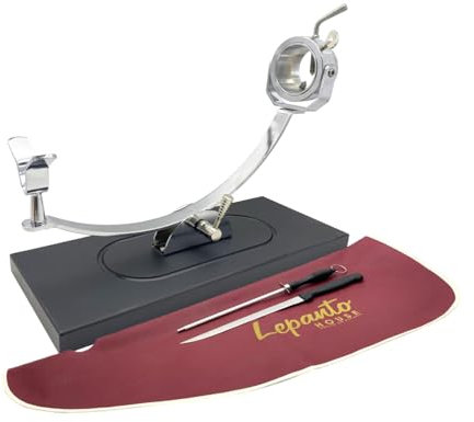 FERRETERIA LEPANTO Jamonero Profesional Giratorio y basculante, Soporte jamonero con Base de Fibra Negra Modelo Serrano (Set Burdeos)