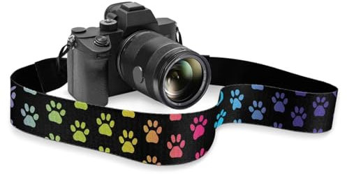 TOADDMOS Colorful Dog Paws 2 Double Layer Full Grain Cowhide Leather Head Camera Straps for Photographers Quick Release fits all Cameras