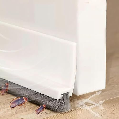 Vingspina 100cm Blanco Junta de Cepillo para Puerta, Burlete Bajo Puerta, Burlete Silicona Puerta Autoadhesivo para Burlete de Puerta, Ajustable Tira de Sellado para Antipolvo, (White)