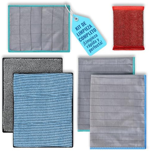 Bayetas y paños de Microfibra Ideal para Limpiar los Cristales del hogar. Kit Profesional de Trapos Cocina, para el Coche, para Superficies delicadas y más.