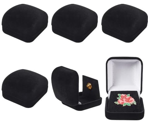 nbeads 6 Stk. Samt Anstecknadel Display Box, 5.3x5.85x3.55cm Anstecknadel Aufbewahrungsboxen Broschen-Sammlung Display-Halter für Schmuck Organizer, Schwarz mit Weißer Liner