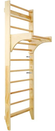 Multi Use Gymnastics Swedish Ladder, Exercise Ladder, Wall Mounted Pull Up Bar,Wood Stall Bar, for Physical Therapy Stretching and Various Exercises,a