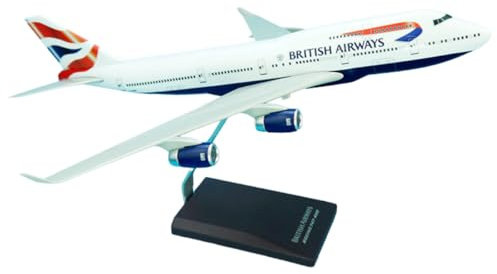 AeroClix British Airways Model Plane Boeing 747-400 with G-CIVY registration in 1/200 scale, 37 cm long plastic model plane