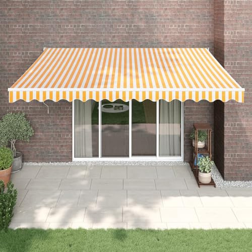 Gecheer Tenda Sole Automatica Retrattile Gialla e Bianca 4x3 m,Tenda,da Sole,Retrattile,Tenda da Sole per Balcone,Esterno,Patio,Tenda Balcone,Tenda Esterno Sole,Tenda da Sole a Muro,P3154483