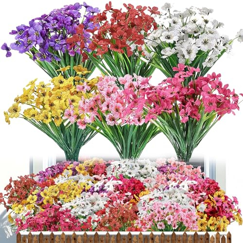 Kokoie 12 Bundles Artificial Flowers for Outdoor,Artificial Flowers Outdoor
