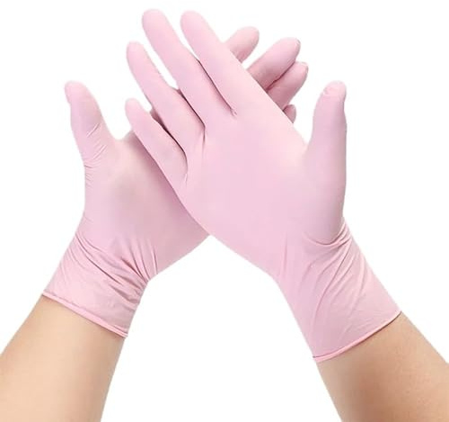 PBHOVIITG 100PCS Rosa Nitril Einweghandschuhe Latexfrei Schutzpuder Haushaltsreinigung Küche Schönheit Tattoo(Pink 100PCS,M)