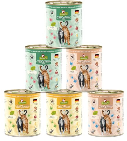 GranataPet Delicatessen Multipack 2 PUR, 6 x 800g | Alleinfuttermittel, Getreidefrei, Ohne Zuckerzusatz, Taurin & Grünlippmuschel, Hoher Fleischanteil, Made in Germany