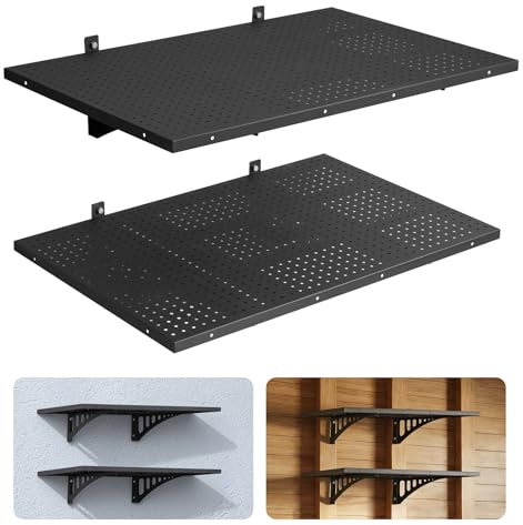 VEVOR 2-Pack Heavy Duty Garage Wall Shelving, 2 x 3 ft Steel Wall Mounted Shelving Unit, 24 x 36 Inch Per Shelf Floating Storage Metal Rack for Garage with 560 lbs Total Weight Capacity