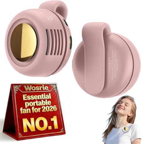 Ventilador eléctrico mini silencioso y portátil sin aspas, nuevo ventilador mini sin aspas 2026 con clip, pequeño ventilador con clip para camisa y cintura, 3 velocidades ajustables para exteriores