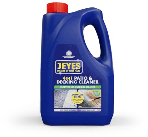 Jeyes 4 In 1 Patio & Decking Cleaner (2 Litre). Patio Cleaner Fluid for Paths, Drives, Decking & Fencing - Outdoor Disinfectant Liquid or Pressure Washer Detergent - Tackles Dirt, Algae & Stains
