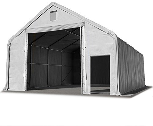 TOOLPORT Lagerzelt 10x20 m/Seitenhöhe 3m Zelthalle Industriezelt feuersichere PRIMEtex PVC Plane 2300 N grau