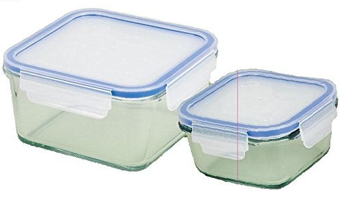 KING HOFF 2 Pack Frischhaltedosen Glas Lunchbox mit Deckel 490ml + 900ml Kinghoff KH - 2154