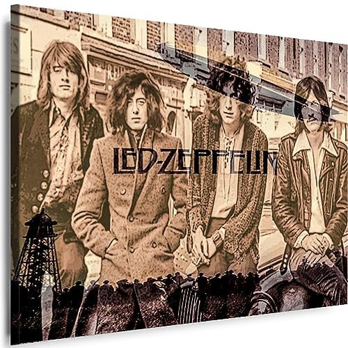 Myartstyle - Bilder Led Zeppelin Band 100 x 70 cm Leinwandbild XXL - Wandbild 1 Teilig - Gerahmter Kunstdruck Musik w-s-2023-119