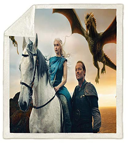 NICHIYO Game of Thrones Decke, Cartoon und Animation Fleecedecke für Erwachsene und Kinder, 100% Mikrofaser, für Schlafsofa und Sofa (9.100 cm x 140 cm)