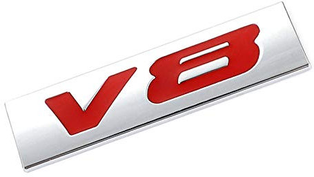 XQXSTORE Metall Auto Aufkleber V6 V8 Heck Emblem Abzeichen Aufkleber Heck Kofferraum Aufkleber, für Benz AMG, für BMW, für Mazda, für Chevrolet, für Skoda, für Ford, für Opel-for_V8_Stickers