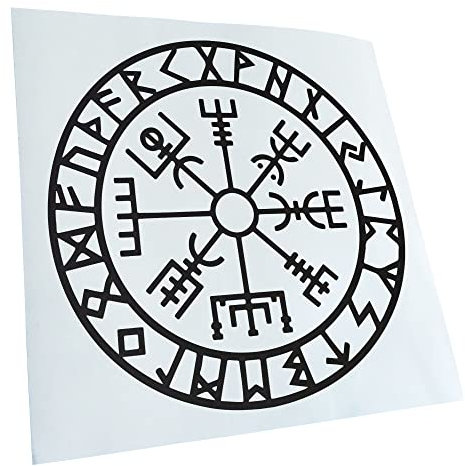 Kiwistar - Autoaufkleber - Wikingerkompass Runen - Mattschwarz - 60x60cm - Heckscheibe Auto Aufkleber wetterfest für Kfz LKW Mofa Truck - Sticker außen selbstklebend Tuning Zubehör für Fenster