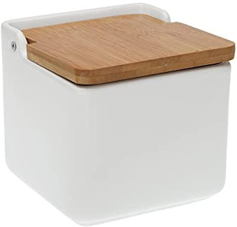 Versa, salero tapa bambú blanco linea cocina, cerámica (VS-21440152)