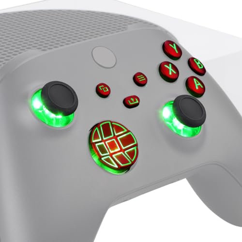 eXtremeRate Multicolori Tasti Luminosi Ricambio per Xbox Series X S Controller Dpad Analogici Pulsanti DTF LED Kit per Xbox Series X S Joystick Model 1914(Senza Controller)-Rosso Scarlatto