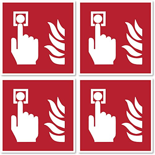Brandmelder Brandschutzzeichen: F005 - DIN EN ISO 7010 / ASR A1.3 - Aufkleber: 10 cm, 4 Stück