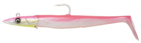Savage Gear Sandeel V2-2 Gummifische + 1 Jigkopf, Größe/Gewicht/Farbe:18cm / 86g / Pink Pearl Silver Fluo