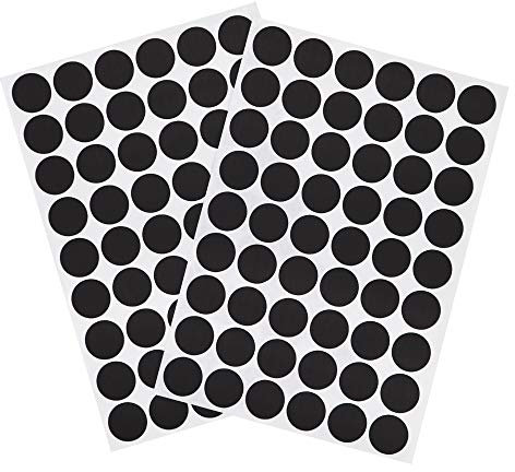 VictorsHome Screw Hole Covers Stickers PVC Self-Adhesive Caps Dustproof for Wall Wooden Furniture Cabinet 21mm 2 Sheets/108pcs Black