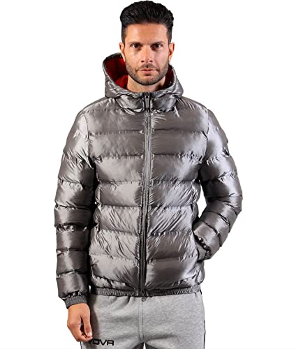 Givova Unisex Jacke Master Kurze Daunenjacke, Hellgrau/Rot, L