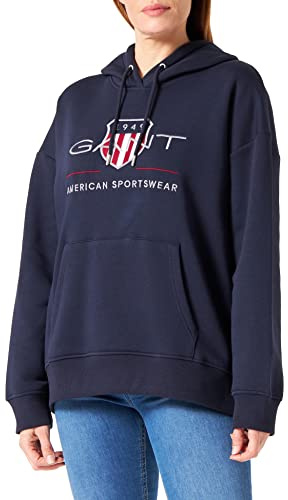Gant Damen Rel Archive Shield Hoodie Kapuzenpullover, Evening Blue, L EU