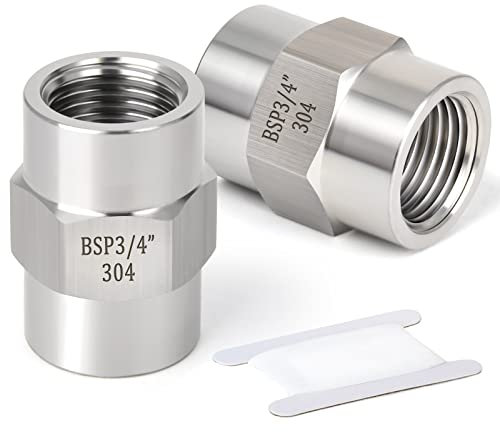 ERGAOBOY 2 pezzi 3/4 femmina BSP x 3/4 femmina BSP filettatura forgiata in acciaio inox esagonale raccordi per tubi SUS 304